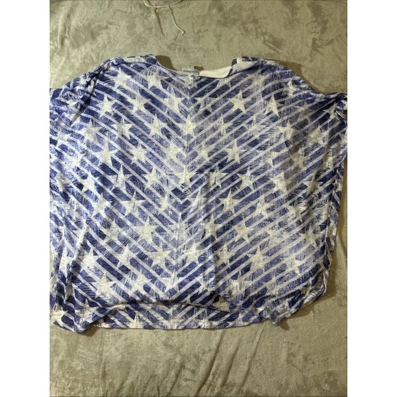 Women’s Catherine’s Blouse Tie Up Blue White Stars Plus 5X - Picture 9 of 9